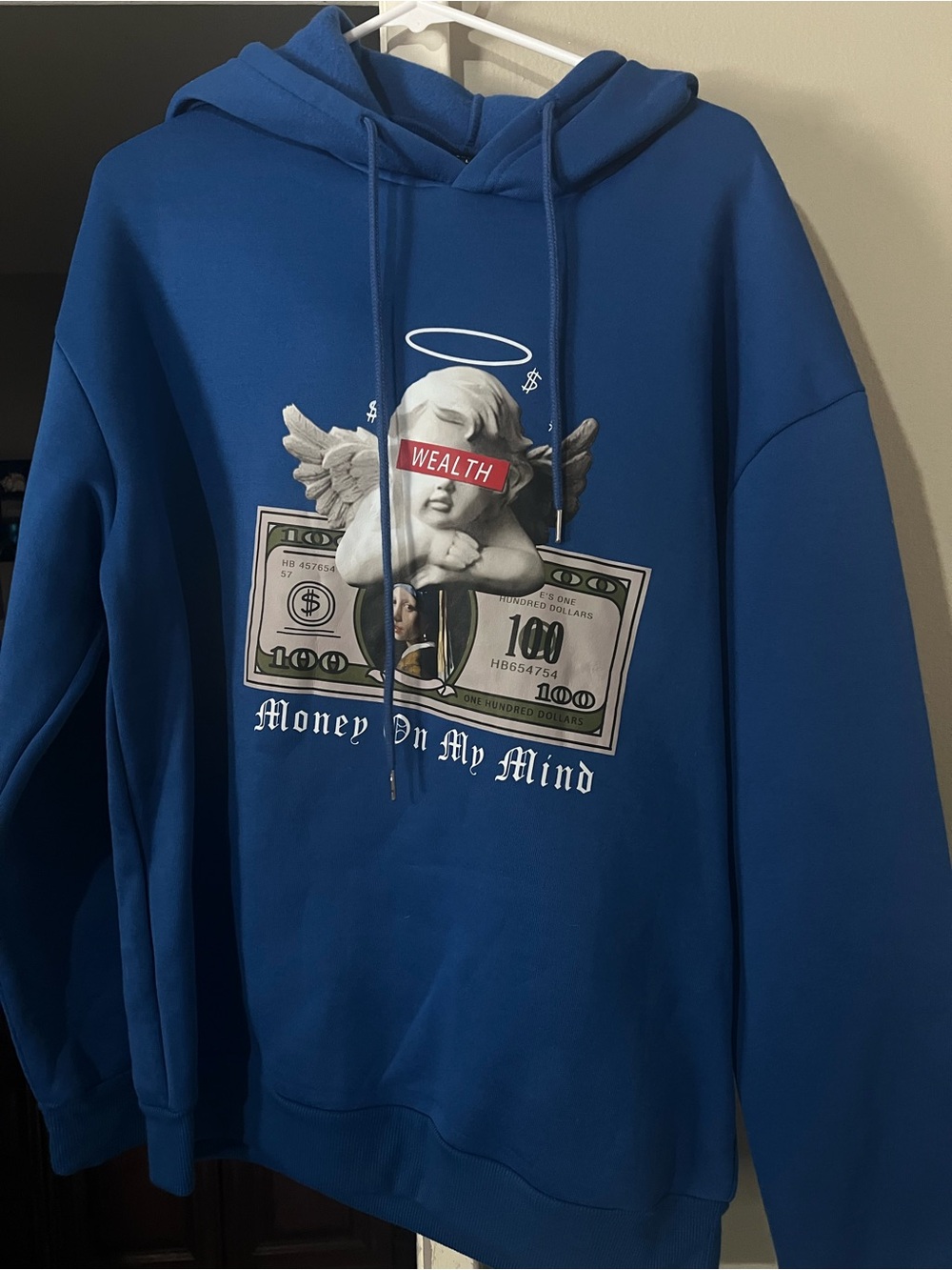 SHEIN Blue 'Money On My Mind' Graphic Hoodie